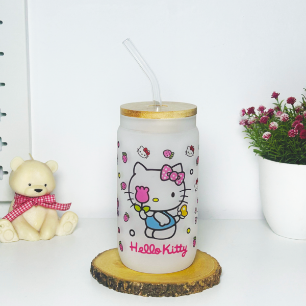 Vasos cañitas con tapa de Bambú – Hello Kitty