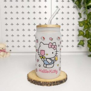 Vasos cañitas con tapa de Bambú – Hello Kitty