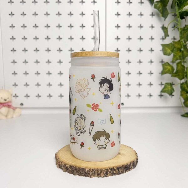 Vasos cañitas con tapa de Bambú – Rosas y Champagne - Imagen 2