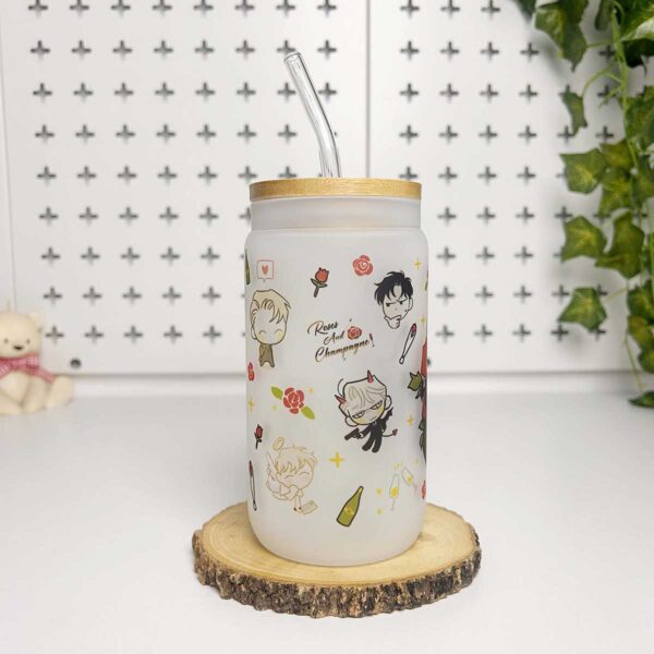 Vasos cañitas con tapa de Bambú – Rosas y Champagne - Imagen 3