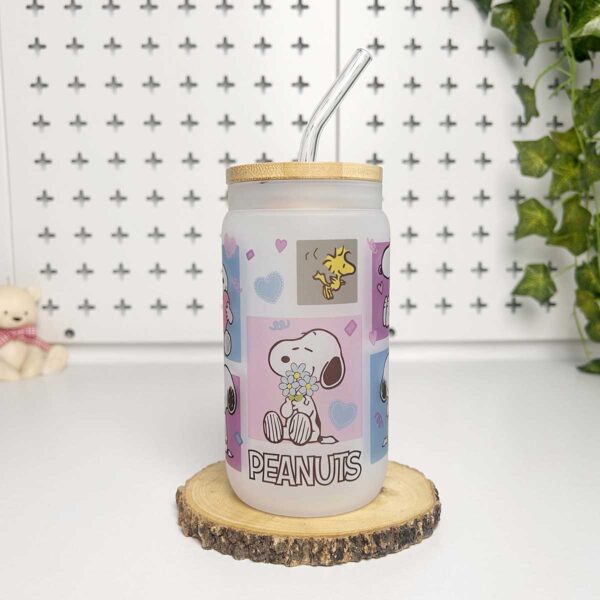 Vasos cañitas con tapa de Bambú - Snoopy 02