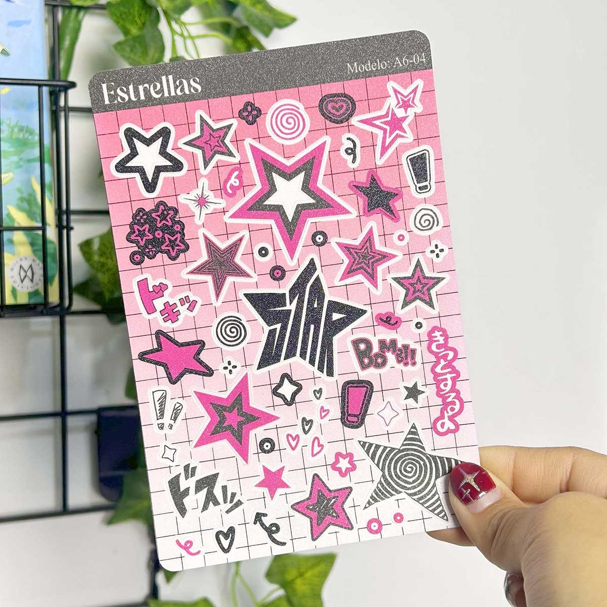 Sticker A6 Estrellas Fucsia - Imagen 2