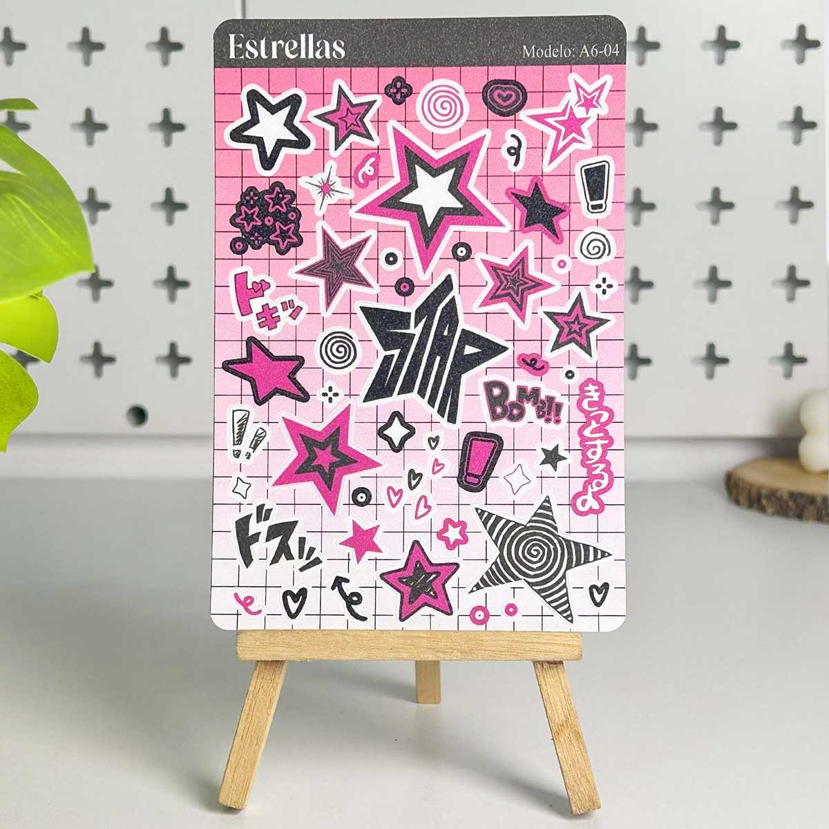 Sticker A6 Estrellas Fucsia